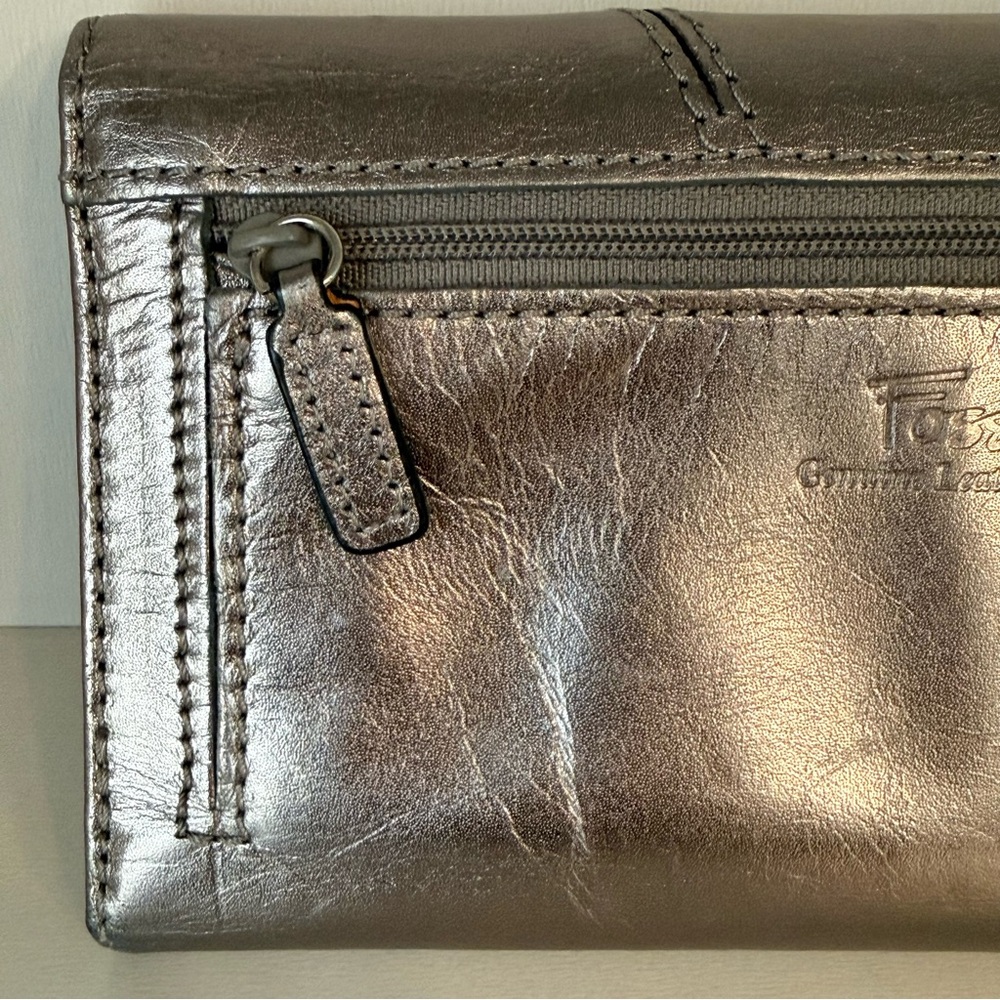Fossil Y2K Metallic Silver Wallet, extra insert 7x4 - Picture 14 of 16